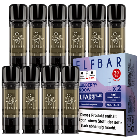 Elfbar Elfbar - ELFA - Blueberry Snoow - Liquid Pod - 2 ml - Nikotin 20 mg - 10er Pack (5x2er Pack)