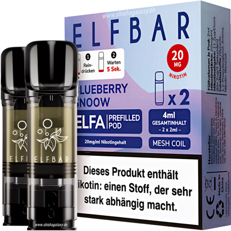Elfbar Elfbar - ELFA - Blueberry Snoow - Liquid Pod - 2 ml - Nikotin 20 mg - 10er Pack (5x2er Pack)