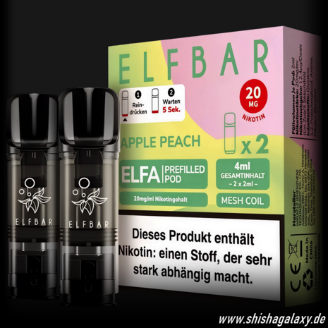 Elfbar Elfbar - ELFA -  Apple Peach - Liquid Pod - 2 ml - Nikotin 20 mg - 10er Pack (5x2er Pack)