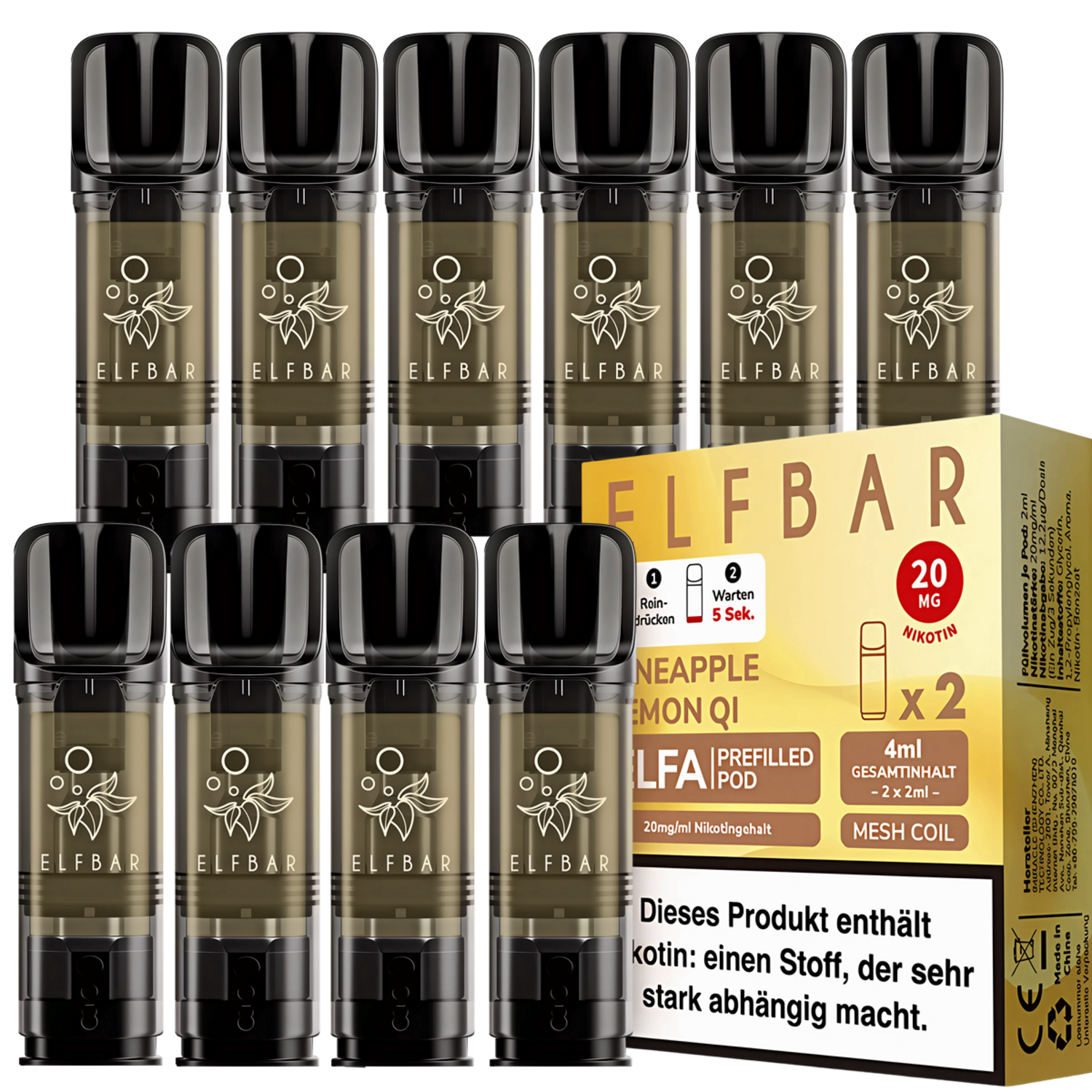 elfbar elfa kaufen Elfbar ELFA - Pineapple Lemon Qi - Liquid Pod - 10er Pack - ELFA Pods!
