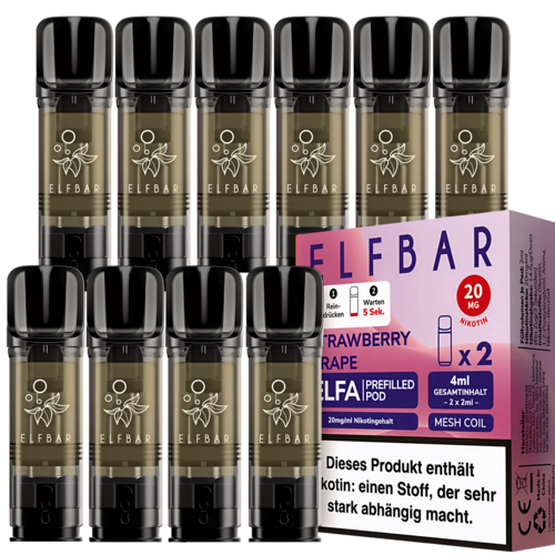Elfbar ELFA - Strawberry Grape - Liquid Pod - Nikotin 20 mg - 10er Pack (5x2er Pack) Elfbar ELFA - Strawberry Grape - Liquid Pod - Nikotin 20 mg - 10er Pack (5x2er Pack)