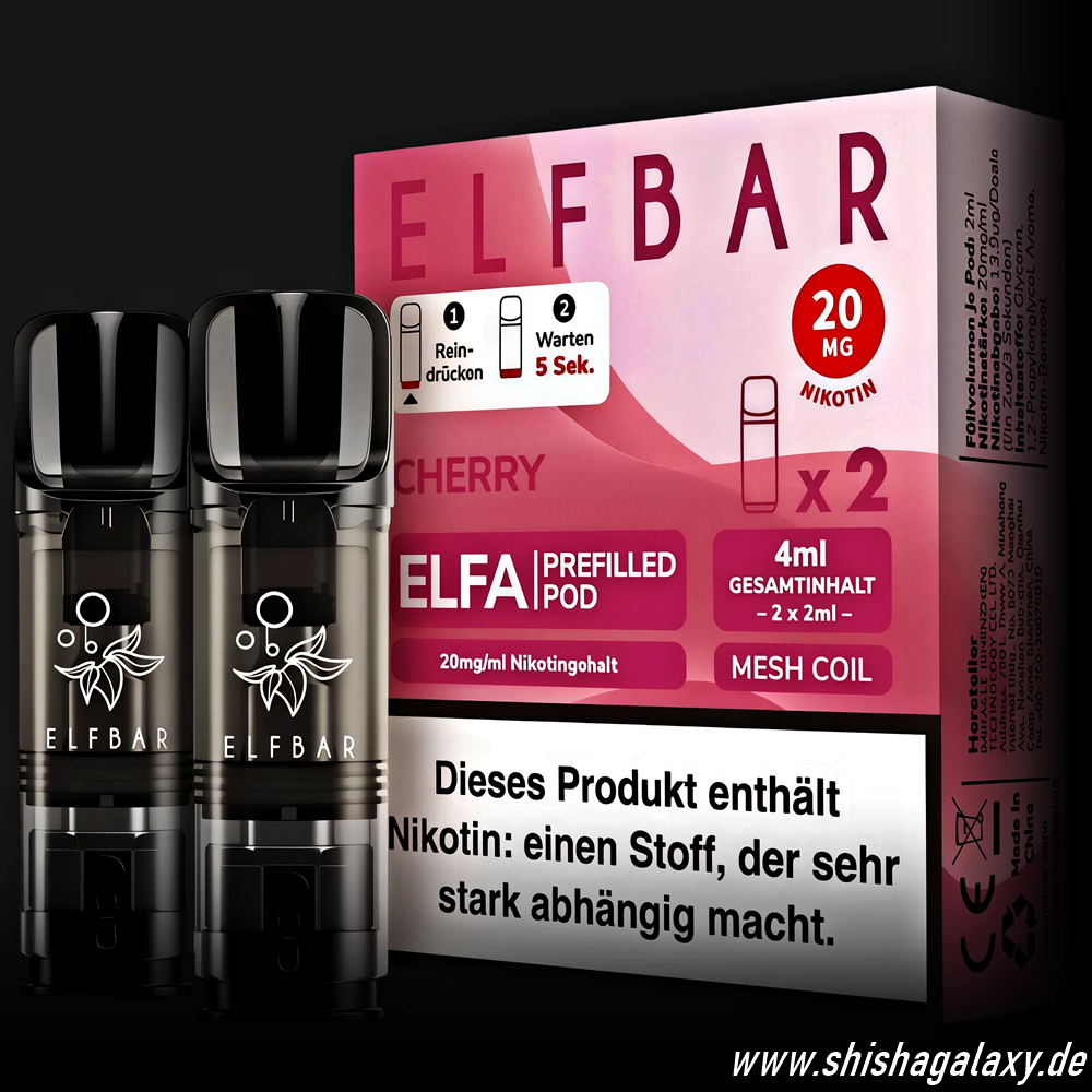 Elfbar Elfbar - ELFA - Cherry - Liquid Pod - 2 ml - Nikotin 20 mg - 10er Pack (5x2er Pack) Elfbar Elfbar - ELFA - Cherry - Liquid Pod - 2 ml - Nikotin 20 mg - 10er Pack (5x2er Pack)
