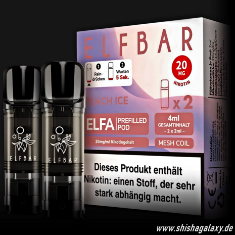 Elfbar Elfbar - ELFA - Peach Ice - Liquid Pod - 2 ml - Nikotin 20 mg - 10er Pack (5x2er Pack)