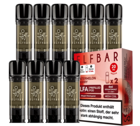 Elfbar ELFA - Watermelon Cherry - Liquid Pod - Nikotin 20 mg - 10er Pack (5x2er Pack) Elfbar ELFA - Watermelon Cherry - Liquid Pod - Nikotin 20 mg - 10er Pack (5x2er Pack)