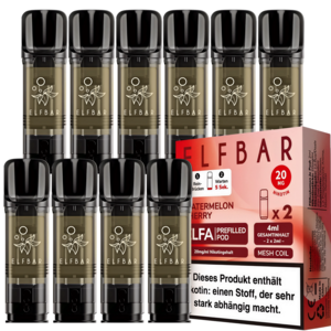 Elfbar ELFA - Watermelon Cherry - Liquid Pod - Nikotin 20 mg - 10er Pack (5x2er Pack) Elfbar ELFA - Watermelon Cherry - Liquid Pod - Nikotin 20 mg - 10er Pack (5x2er Pack)
