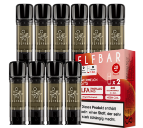 Elfbar ELFA - Watermelon Mojito - Liquid Pod - Nikotin 20 mg - 10er Pack (5x2er Pack) Elfbar ELFA - Watermelon Mojito - Liquid Pod - Nikotin 20 mg - 10er Pack (5x2er Pack)