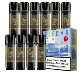 Elfbar ELFA - Blackberry Lemon - Liquid Pod - Nikotin 20 mg - 10er Pack (5x2er Pack) Elfbar ELFA - Blackberry Lemon - Liquid Pod - Nikotin 20 mg - 10er Pack (5x2er Pack)
