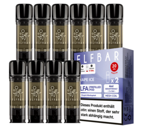 Elfbar ELFA - Grape Ice - Liquid Pod - Nikotin 20 mg - 10er Pack (5x2er Pack) Elfbar ELFA - Grape Ice - Liquid Pod - Nikotin 20 mg - 10er Pack (5x2er Pack)