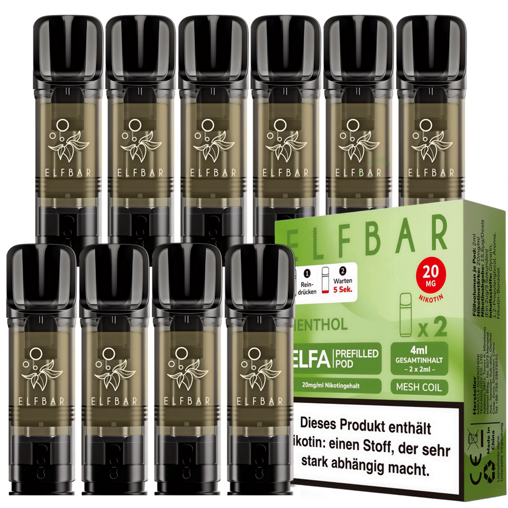 Elfbar Elfbar - ELFA - Menthol - Liquid Pod - 2 ml - Nikotin 20 mg - 10er Pack (5x2er Pack) Elfbar Elfbar - ELFA - Menthol - Liquid Pod - 2 ml - Nikotin 20 mg - 10er Pack (5x2er Pack)