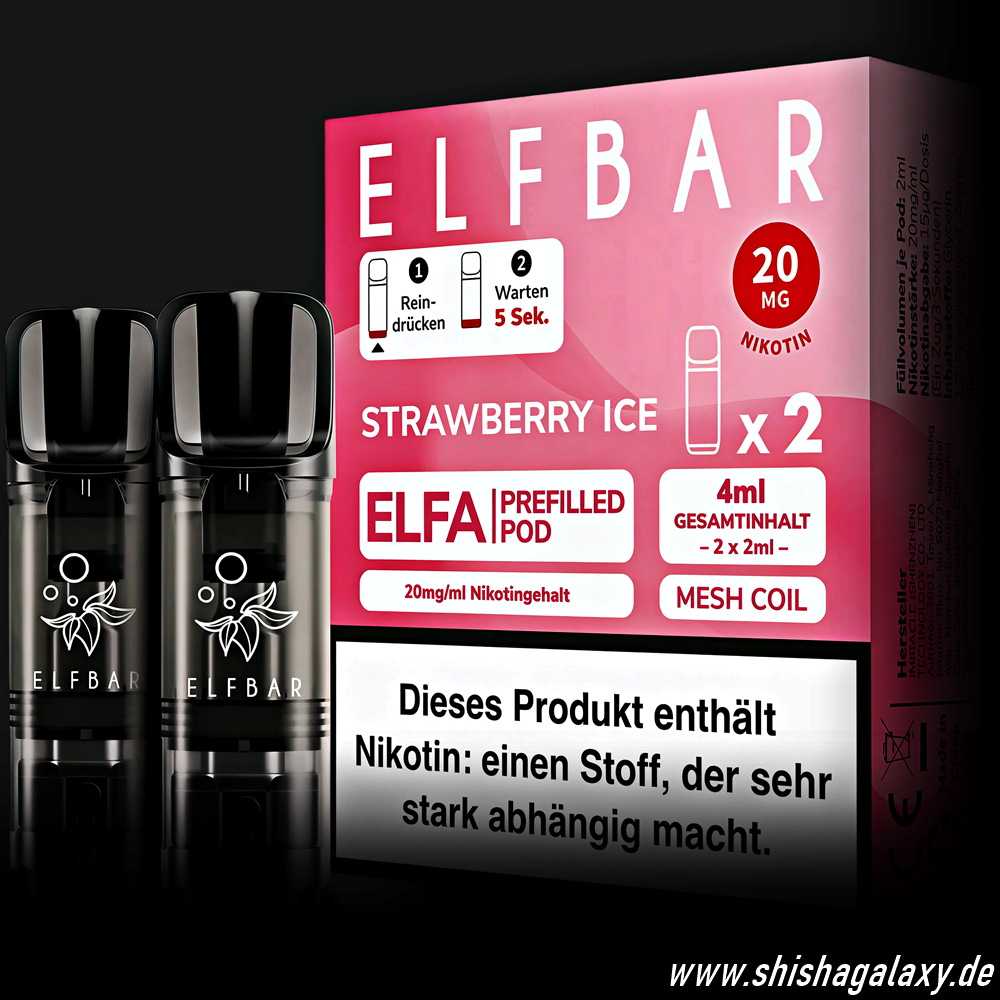 Elfbar Elfbar - ELFA - Strawberry Ice - Liquid Pod - 2 ml - Nikotin 20 mg - 10er Pack (5x2er Pack) Elfbar Elfbar - ELFA - Strawberry Ice - Liquid Pod - 2 ml - Nikotin 20 mg - 10er Pack (5x2er Pack)