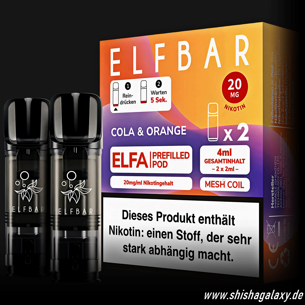 Elfbar Elfbar - ELFA - Cola & Orange - Liquid Pod - 2 ml - Nikotin 20 mg - 10er Pack (5x2er Pack)