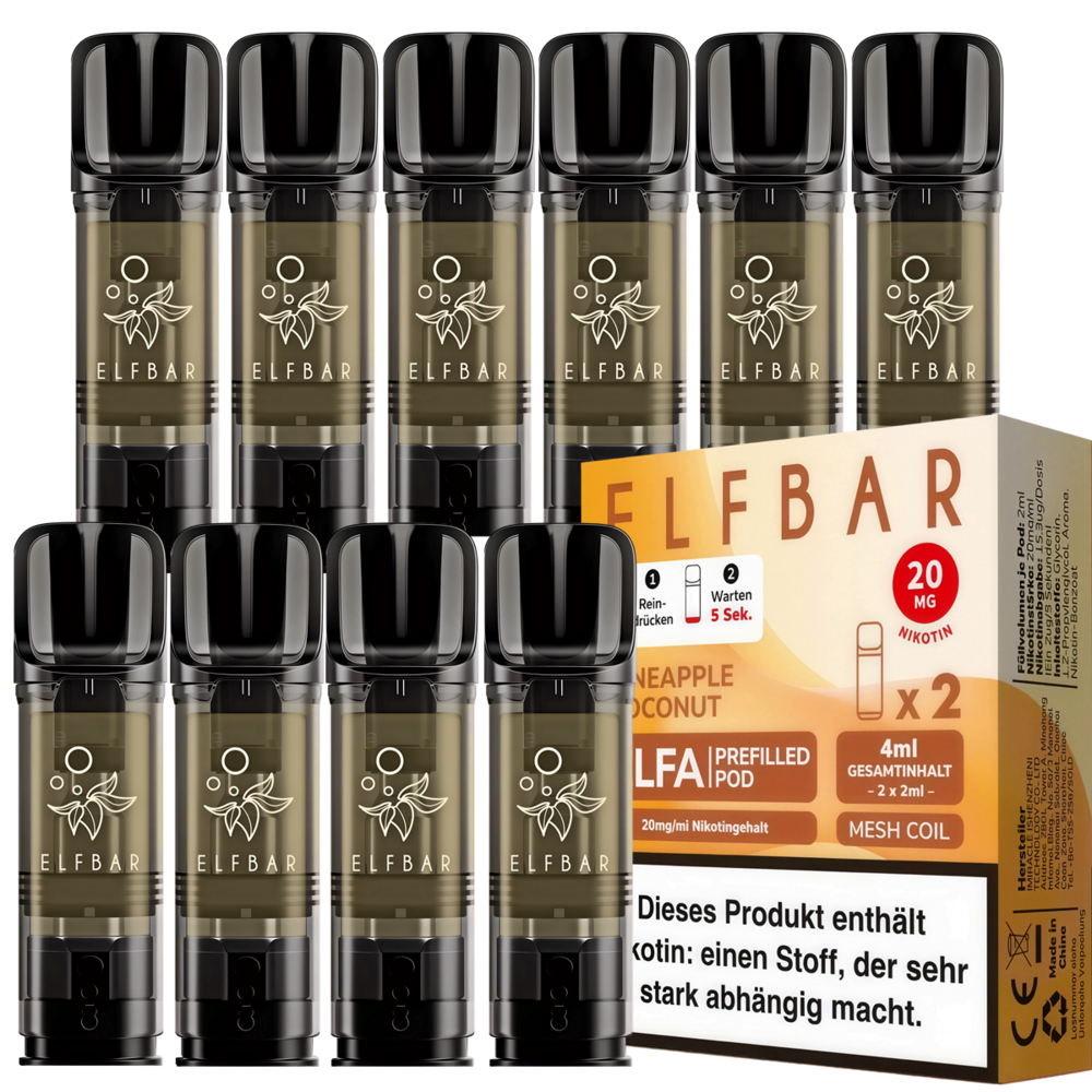 Elfbar Elfbar - ELFA - Pineapple Coconut - Liquid Pod - 2 ml - Nikotin 20 mg - 10er Pack (5x2er Pack)