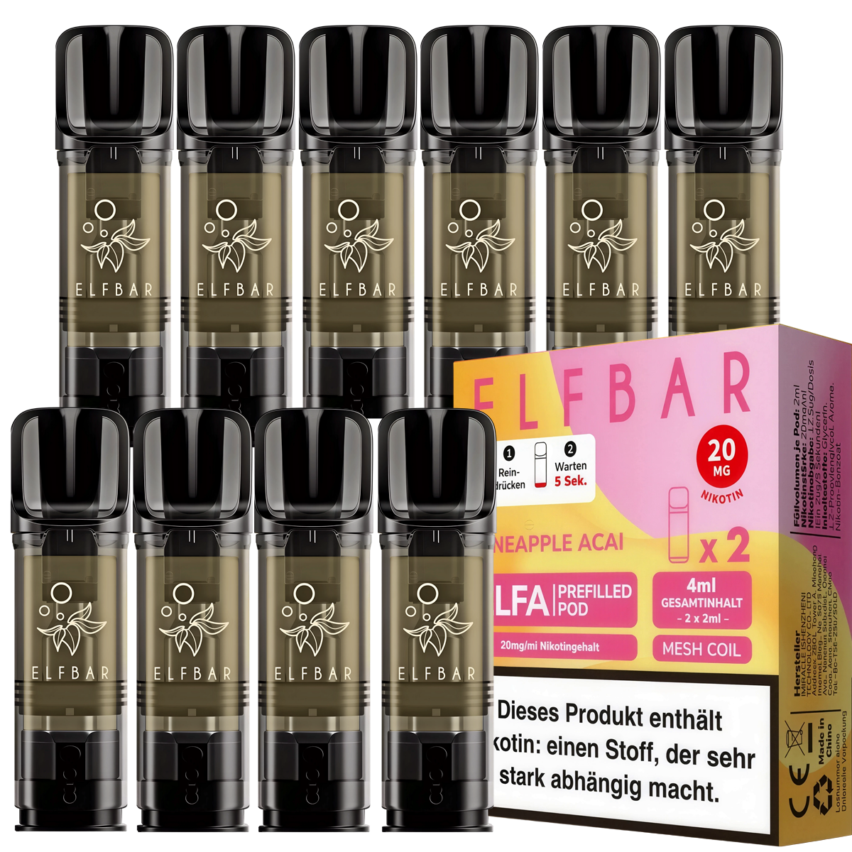 Elfbar ELFA Pods Pineapple Acai 20mg | 10er Pack günstig kaufen