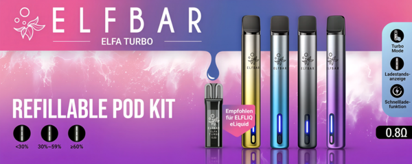 Elfbar Elfbar ELFA Turbo - Pod Kit - Akku 550 mAh - Aurora Purple - E-Zigarette