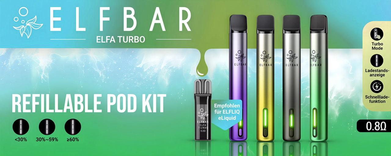 Elfbar Elfbar ELFA Turbo - Pod Kit - Akku 550 mAh - Aurora Cyan - E-Zigarette