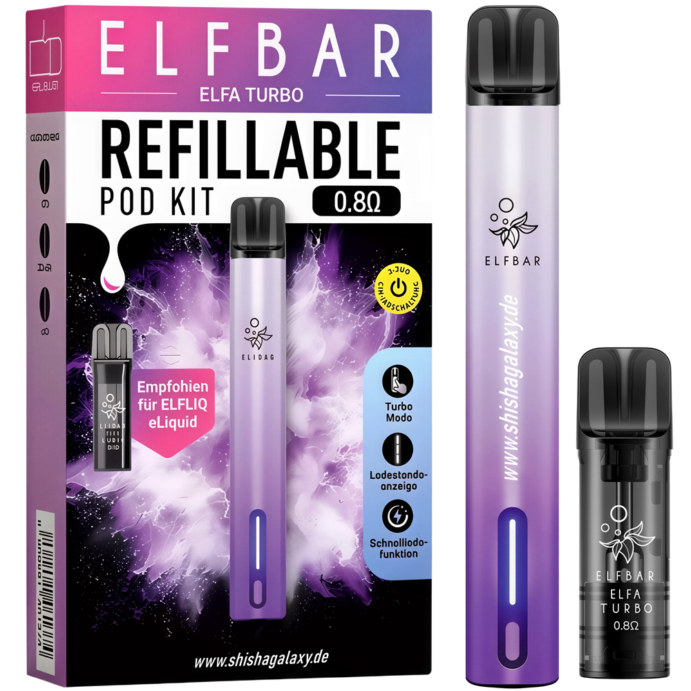 Elfbar Elfbar ELFA Turbo - Pod Kit - Akku 550 mAh - Aurora Purple - E-Zigarette