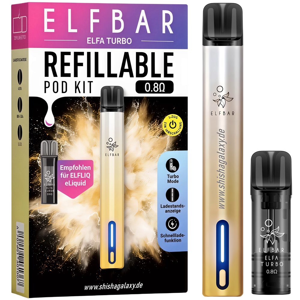 Elfbar Elfbar ELFA Turbo - Pod Kit - Akku 550 mAh - Aurora Gold - E-Zigarette