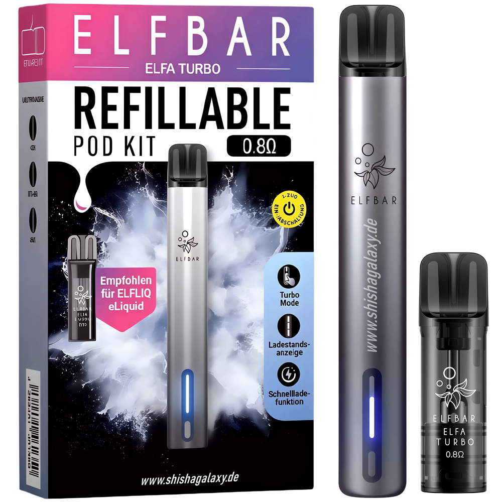 Elfbar Elfbar ELFA Turbo - Pod Kit - Akku 550 mAh - Aurora Black - E-Zigarette Elfbar Elfbar ELFA Turbo - Pod Kit - Akku 550 mAh - Aurora Black - E-Zigarette