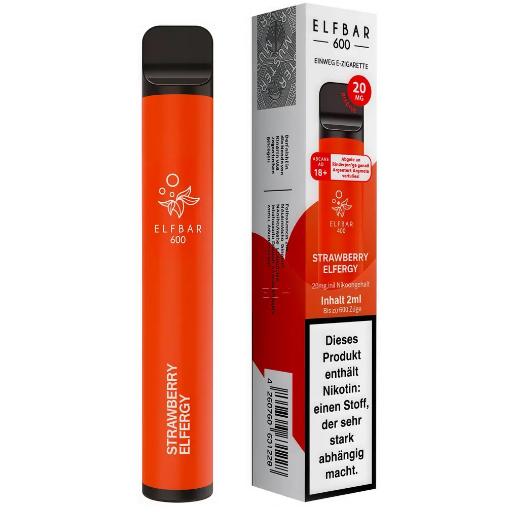 Elfbar Elfbar 600 - Elfergy Strawberry - 600 Züge / Nikotin 20 mg - Einweg E-Zigarette