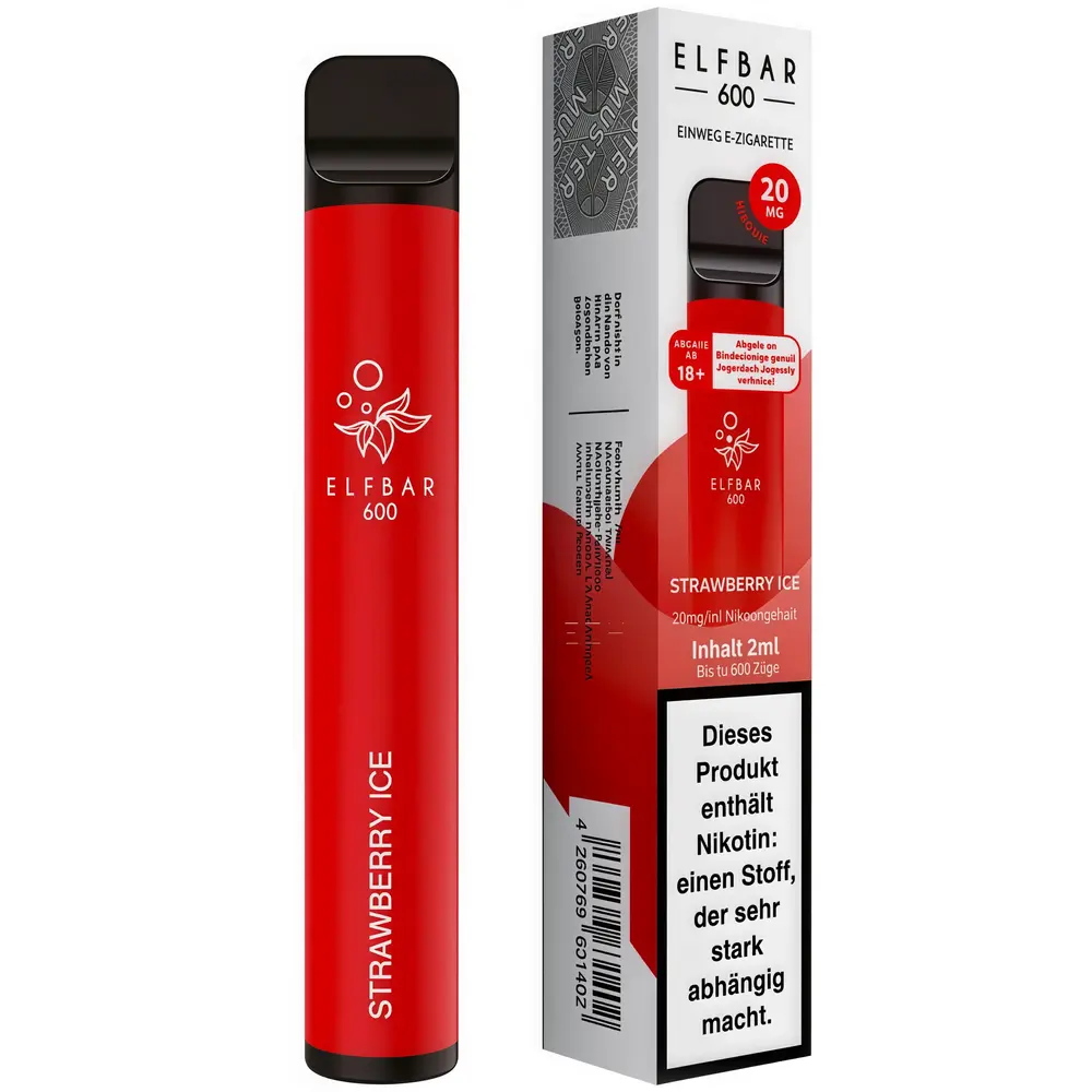 Elfbar Elfbar 600 - Strawberry Ice - 600 Züge / Nikotin 20 mg - Einweg E-Zigarette