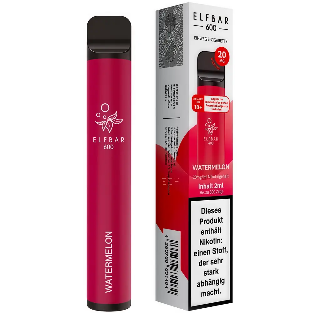 Elfbar Elfbar 600 - Watermelon - 600 Züge / Nikotin 20 mg - Einweg E-Zigarette