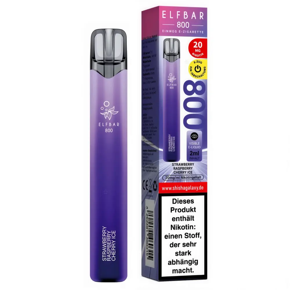 Elfbar Elfbar 800 - Strawberry Raspberry Cherry Ice - 800 Züge / Nikotin 20 mg - Einweg E-Zigarette