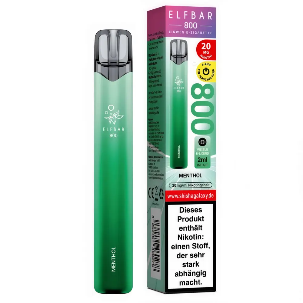 Elfbar Elfbar 800 - Menthol - 800 Züge / Nikotin 20 mg - Einweg E-Zigarette Elfbar Elfbar 800 - Menthol - 800 Züge / Nikotin 20 mg - Einweg E-Zigarette