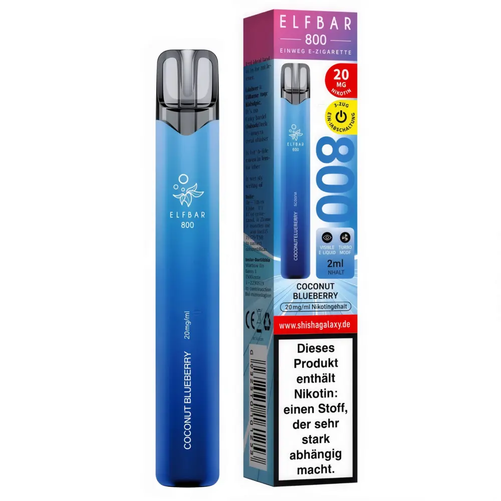 Elfbar Elfbar 800 - Coconut Blueberry - 800 Züge / Nikotin 20 mg - Einweg E-Zigarette Elfbar Elfbar 800 - Coconut Blueberry - 800 Züge / Nikotin 20 mg - Einweg E-Zigarette