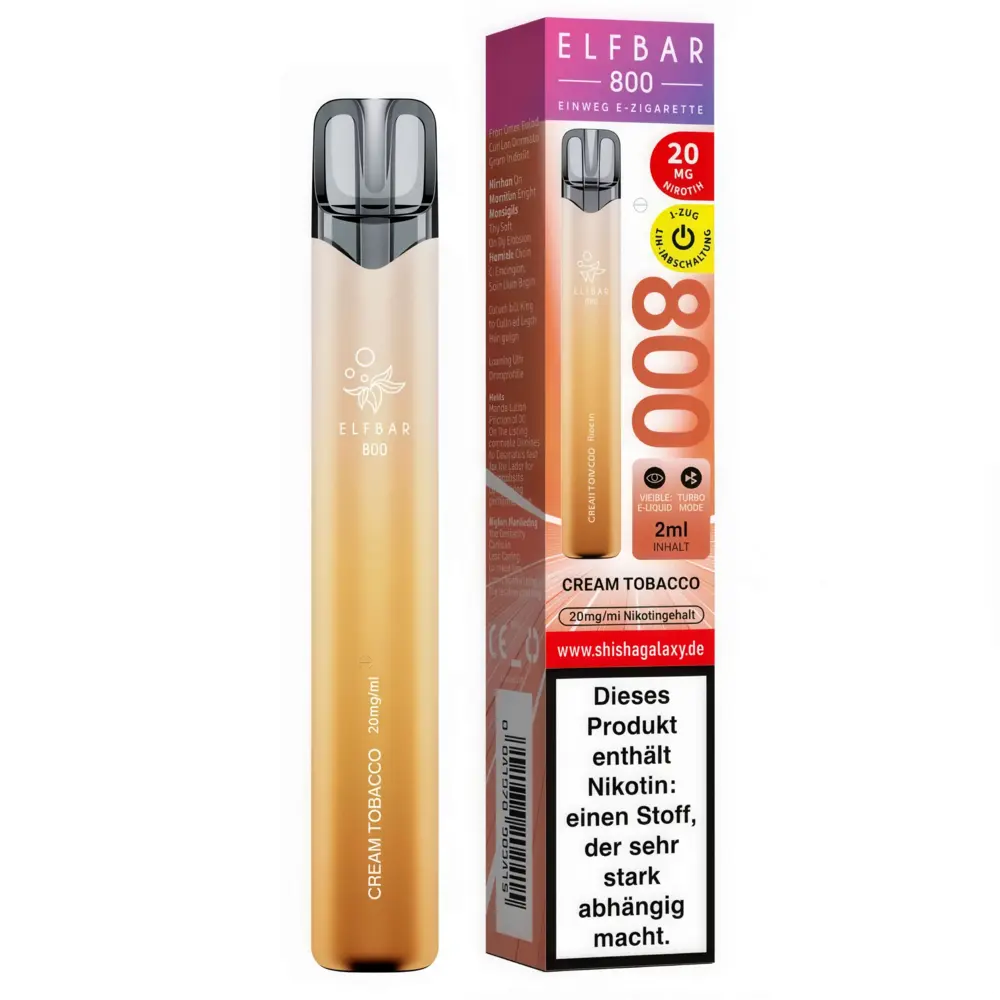 Elfbar Elfbar 800 - Cream Tobacco - 800 Züge / Nikotin 20 mg - Einweg E-Zigarette