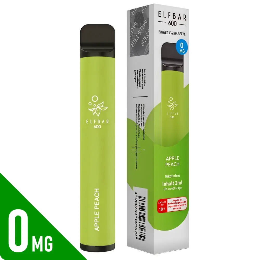 Elfbar Elfbar 600 - Apple Peach - 600 Züge / Nikotinfrei - Einweg E-Zigarette
