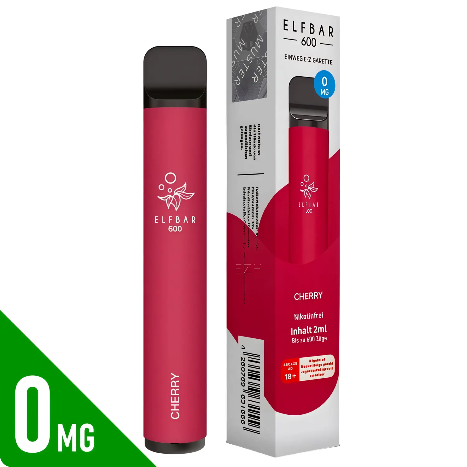 elfbar elfa master akku Elfbar 600 Cherry Einweg E-Zigarette 0 mg nikotinfrei