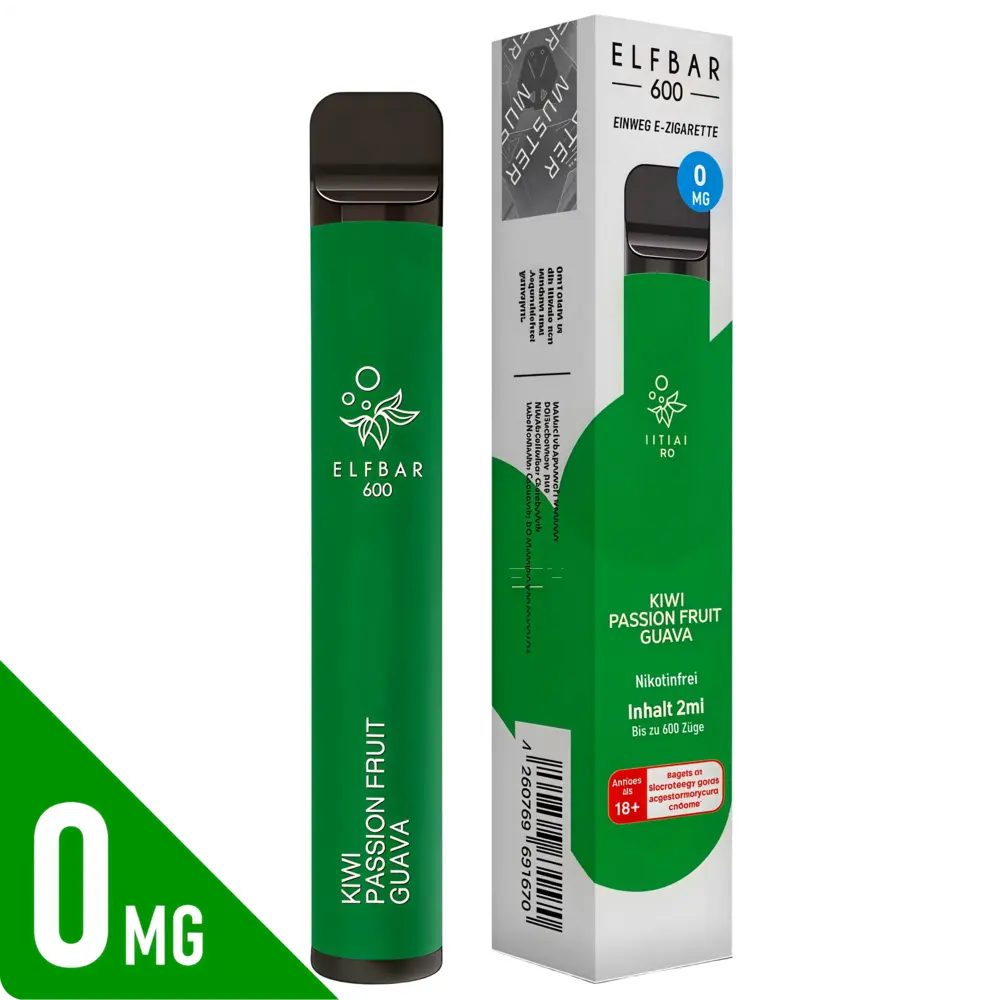 Elfbar Elfbar 600 - Kiwi Passion Fruit Guava - 600 Züge / Nikotinfrei - Einweg E-Zigarette Elfbar Elfbar 600 - Kiwi Passion Fruit Guava - 600 Züge / Nikotinfrei - Einweg E-Zigarette