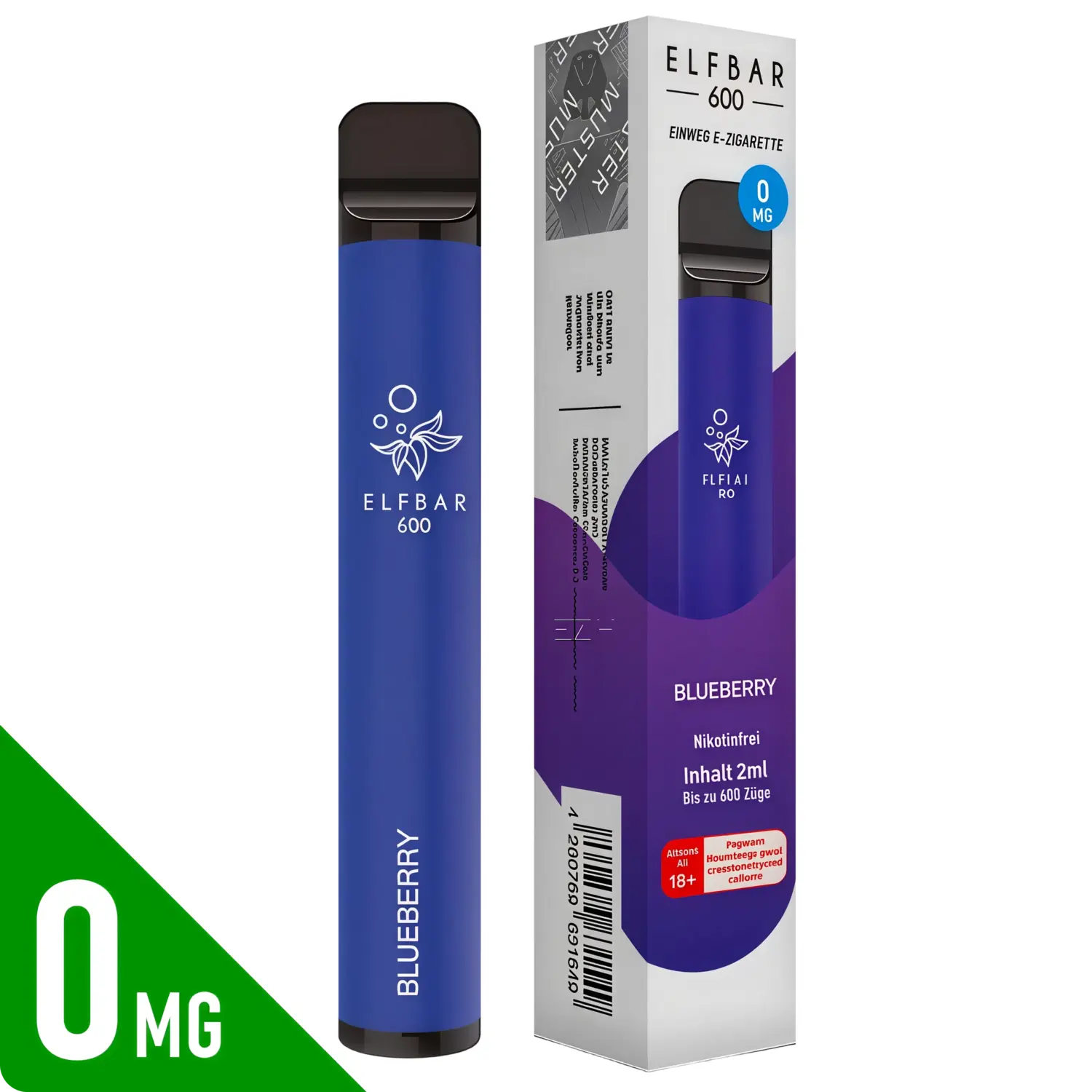 Elfbar 600 - Blueberry - 600 Züge / Nikotinfrei - Einweg E-Zigarette