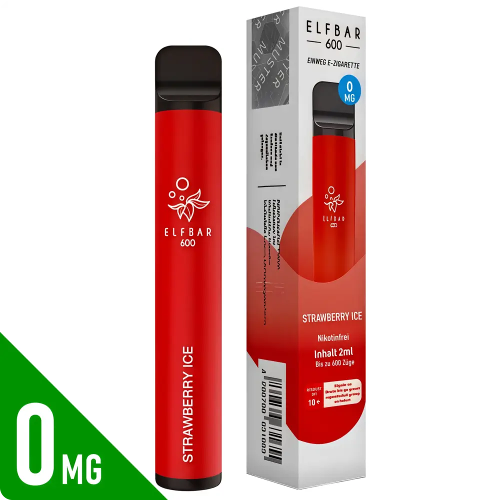 Elfbar Elfbar 600 - Strawberry Ice - 600 Züge / Nikotinfrei - Einweg E-Zigarette