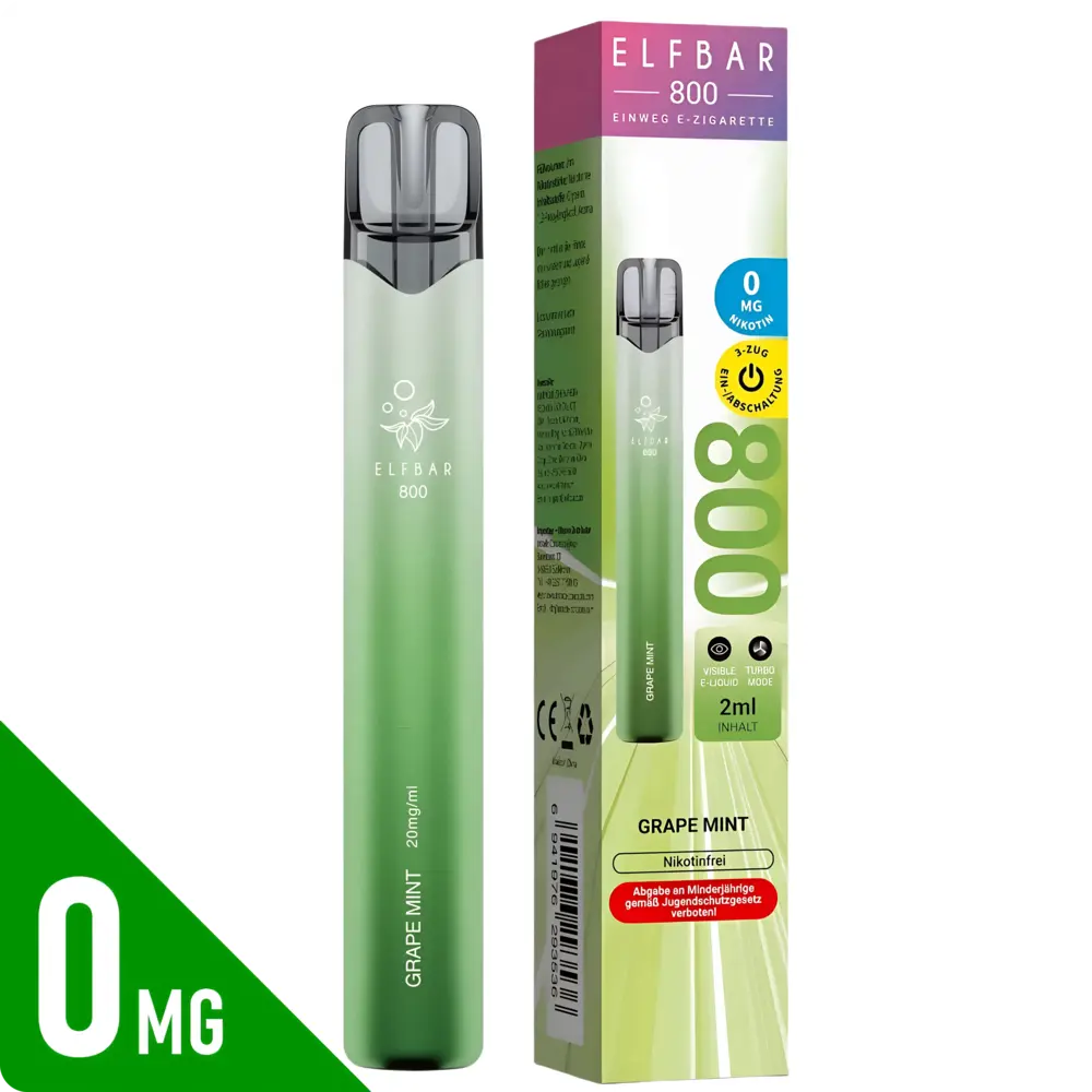 Elfbar 800 - Grape Mint - 800 Zge / Nikotinfrei - Einweg E-Zigarette - Shisha Galaxy Elfbar 800 - Grape Mint - 800 Zge / Nikotinfrei - Einweg E-Zigarette - Shisha Galaxy