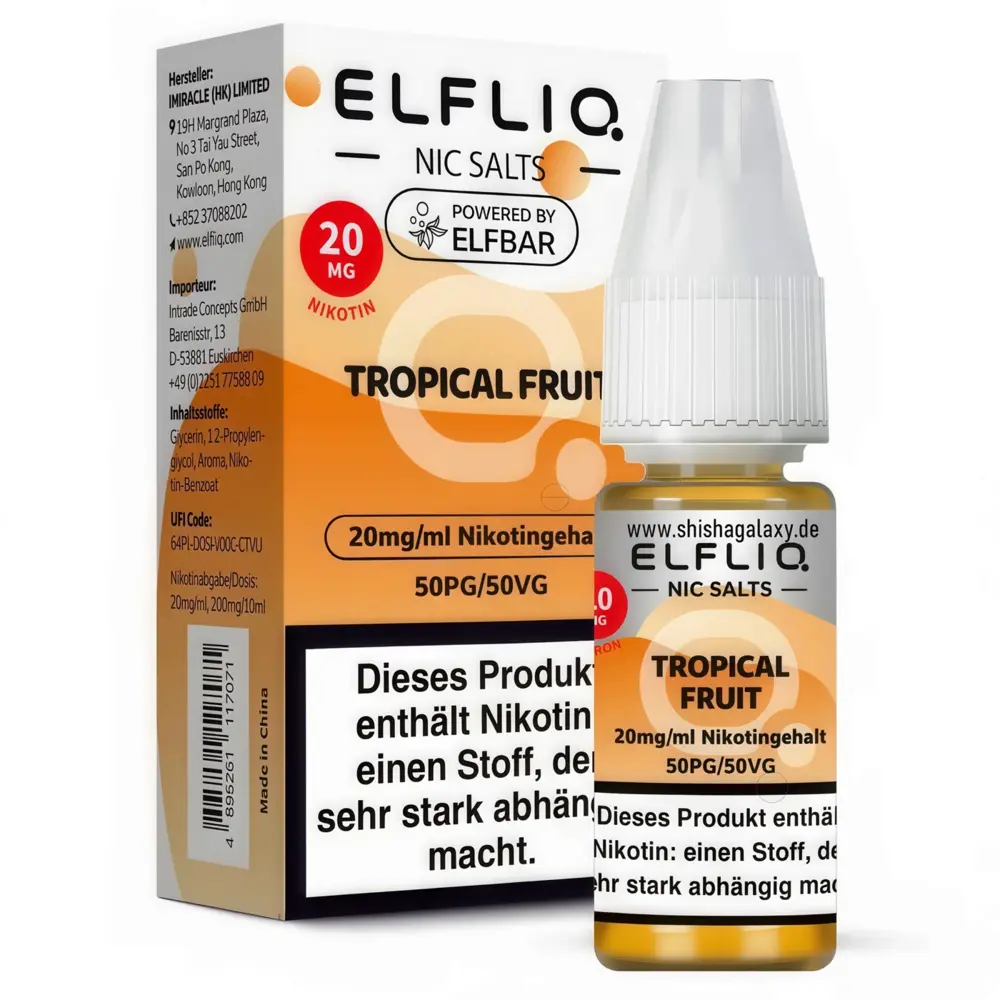 elfbar liquid tropical ELFLIQ Elfbar - Tropical Fruit - E-Liquid - Nikotin 20mg - Nikotinsalz