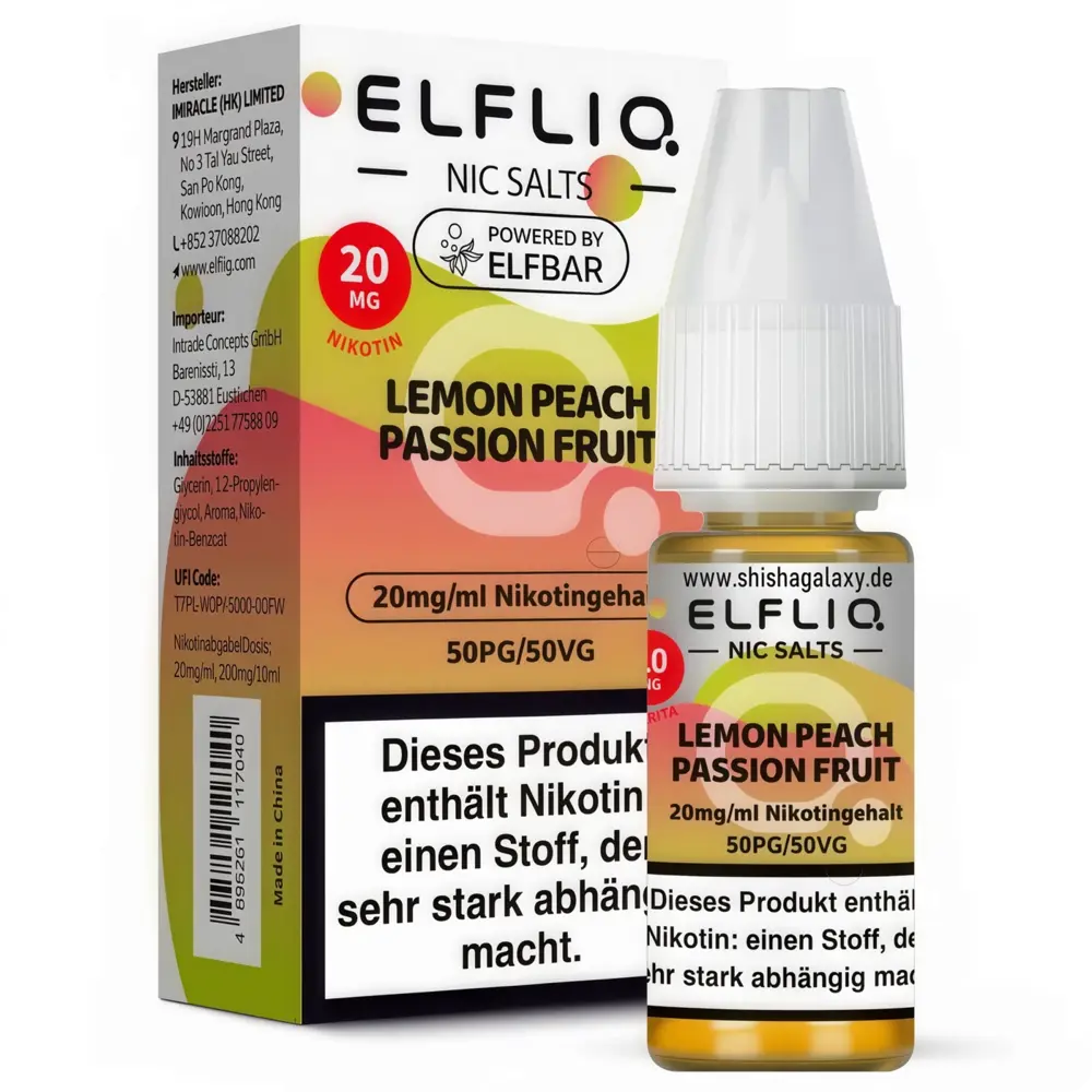 Elfliq ELFLIQ / Elfbar - Lemon Peach Passion Fruit - E-Liquid - Nikotin 20 mg/ml