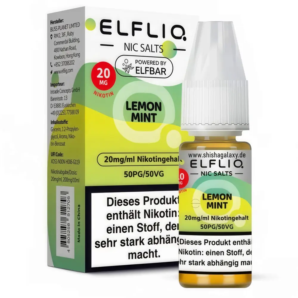 Elfliq ELFLIQ / Elfbar - Lemon Mint - E-Liquid - Nikotin 20 mg/ml Elfliq ELFLIQ / Elfbar - Lemon Mint - E-Liquid - Nikotin 20 mg/ml