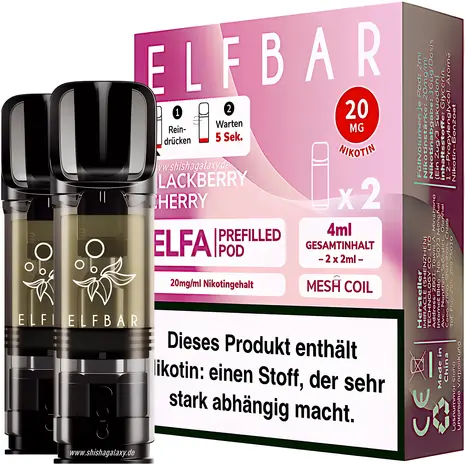 Elfbar Elfbar - ELFA - Blackberry Cherry - Liquid Pod - 2 ml - Nikotin 20 mg - 2er Pack (4ml)