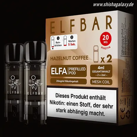 Elfbar Elfbar - ELFA - Hazelnut Coffee - Liquid Pod - 2 ml - Nikotin 20 mg - 2er Pack (4ml)