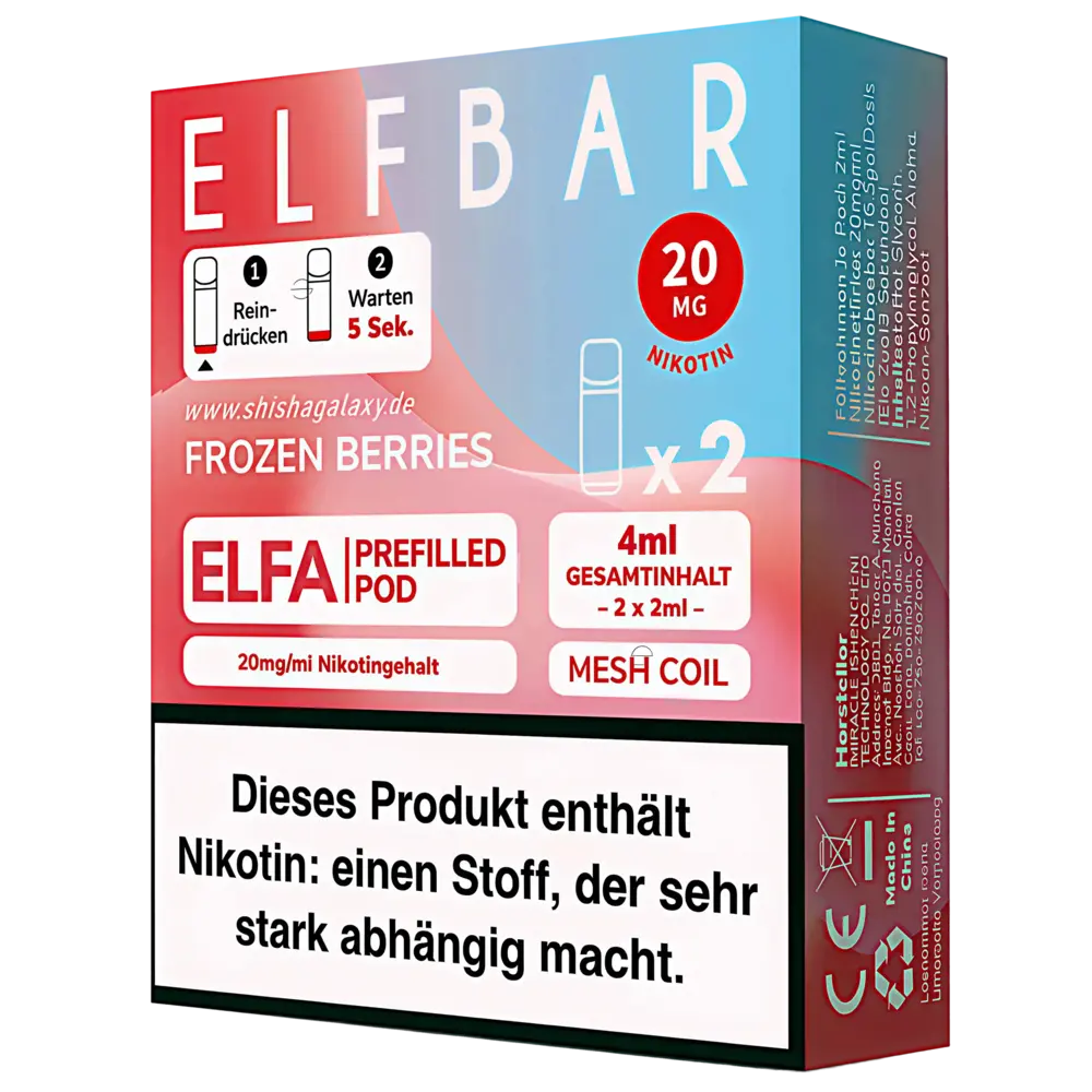 Elfbar Elfbar - ELFA - Frozen Berries - Liquid Pod - 2 ml - Nikotin 20 mg - 2er Pack (4ml)