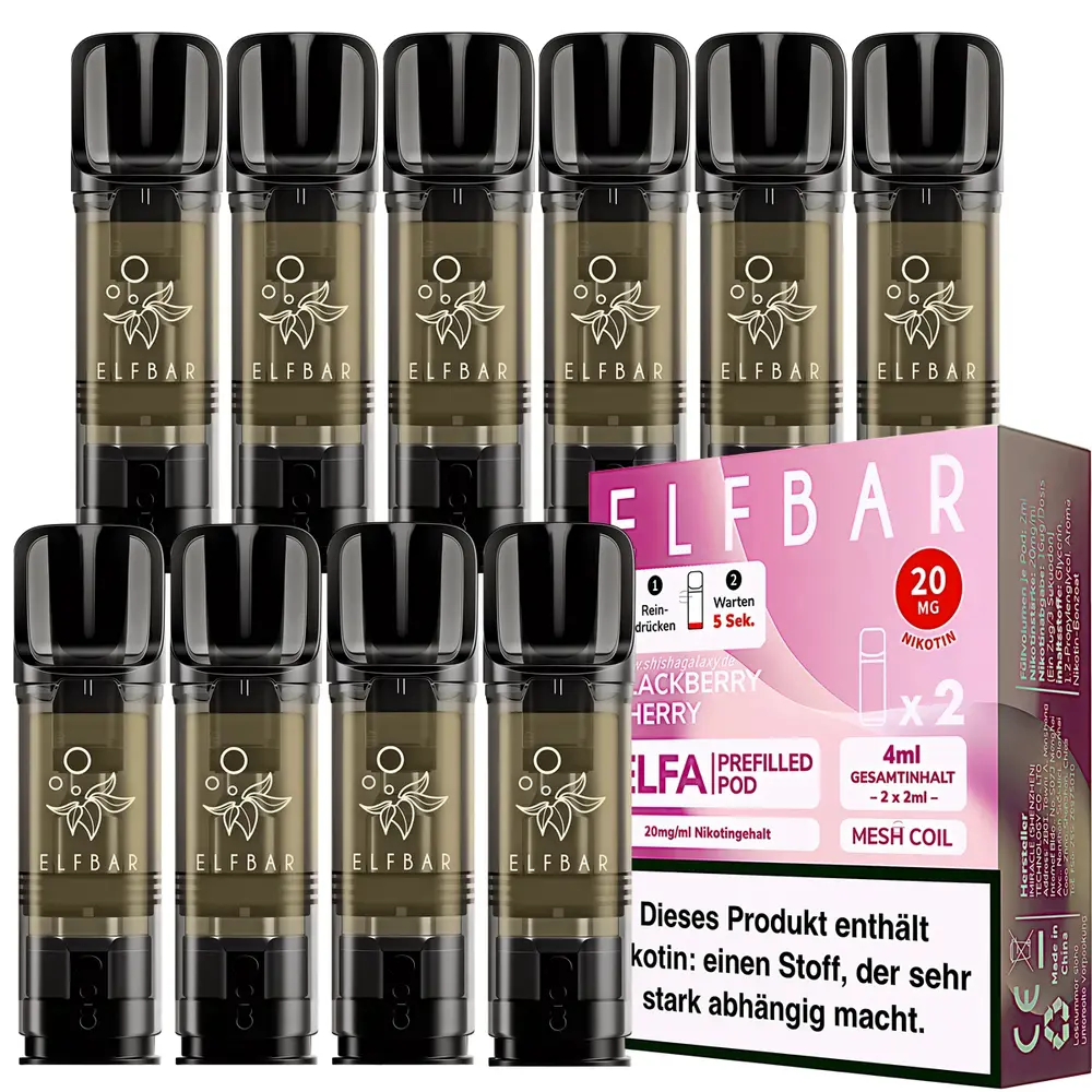 Elfbar Elfbar - ELFA - Blackberry Cherry - Liquid Pod - 2 ml - Nikotin 20 mg - 10er Pack (5x2er Pack)