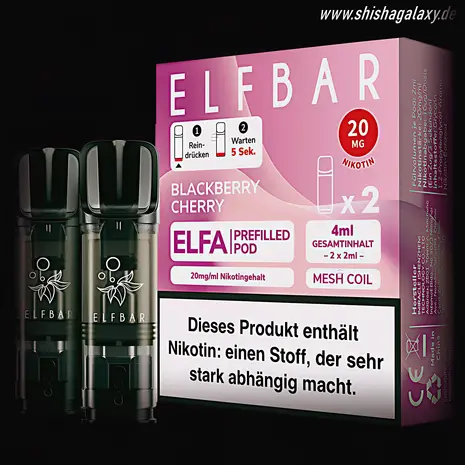 Elfbar Elfbar - ELFA - Blackberry Cherry - Liquid Pod - 2 ml - Nikotin 20 mg - 10er Pack (5x2er Pack)