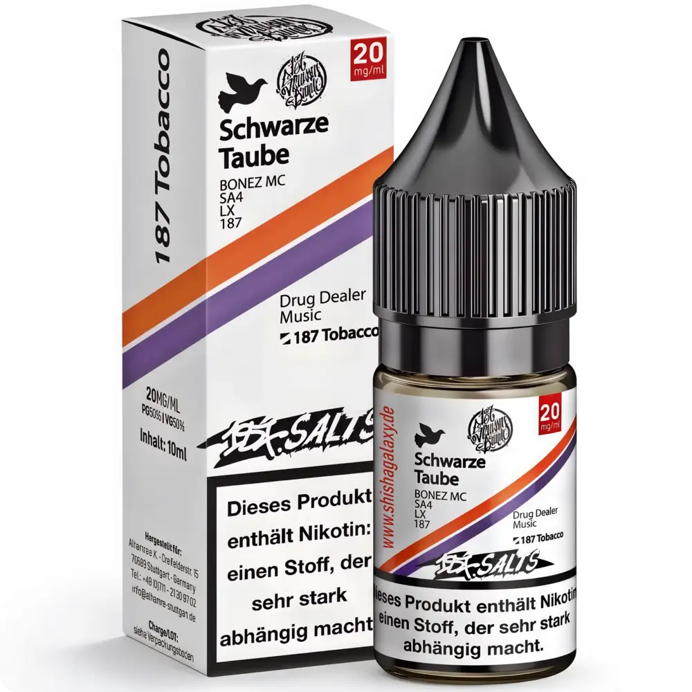 187 Strassenbande 187 Salts - Schwarze Taube - E-Liquid - Nikotin 20 mg/ml