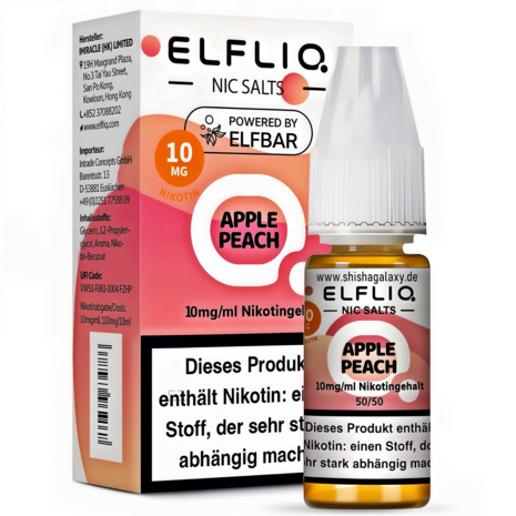 Elfliq Elfbar Elfliq - Apple Peach - Nikotinsalz Liquid - Nikotin 10 mg/ml - 10er Pack (100 ml)