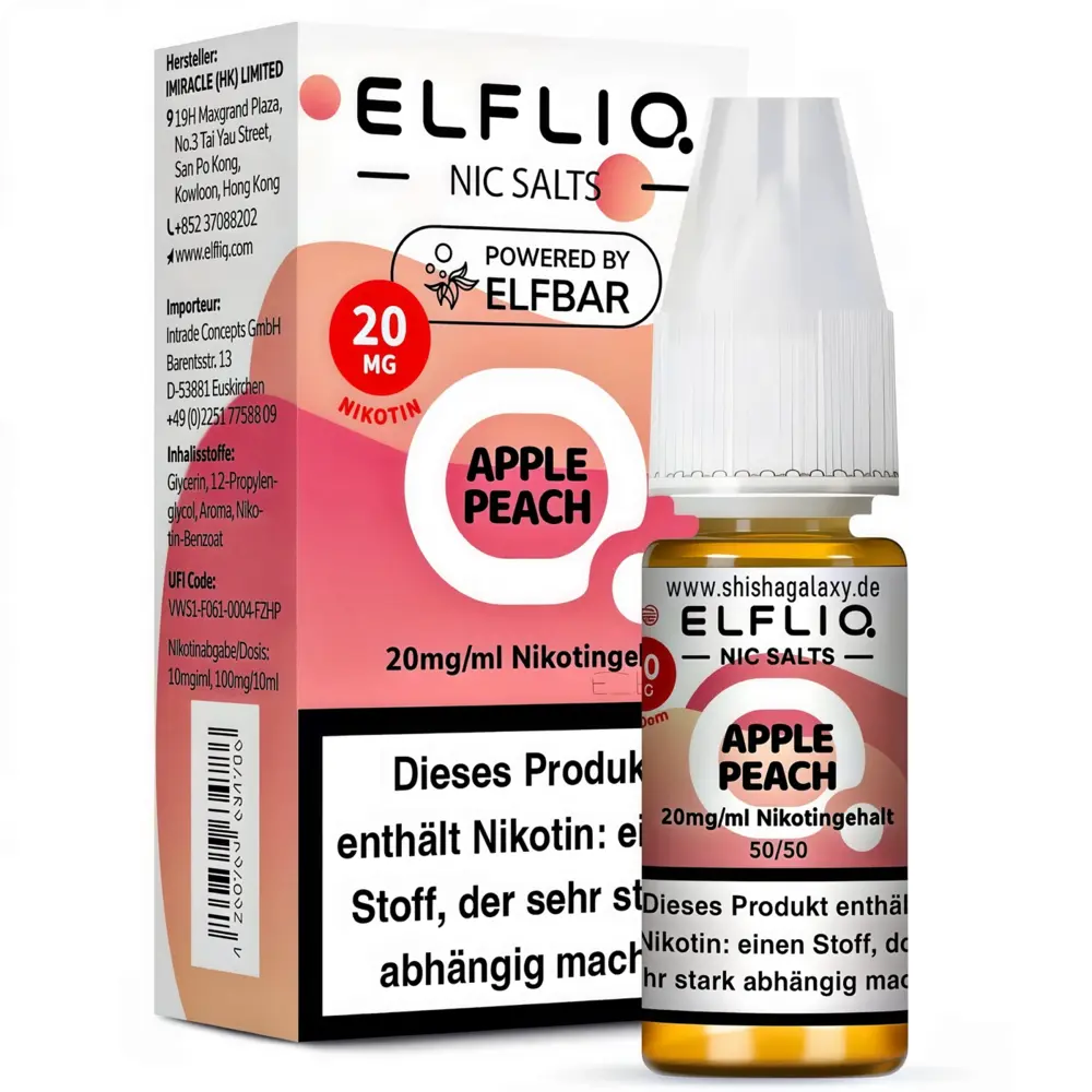 Elfliq ELFLIQ / Elfbar - Apple Peach - E-Liquid - Nikotin 20 mg/ml - 10er Pack Elfliq ELFLIQ / Elfbar - Apple Peach - E-Liquid - Nikotin 20 mg/ml - 10er Pack