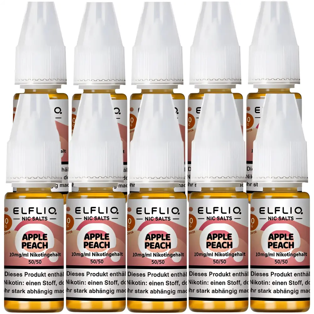 Elfliq Elfbar Elfliq - Apple Peach - Nikotinsalz Liquid - Nikotin 10 mg/ml - 10er Pack (100 ml)