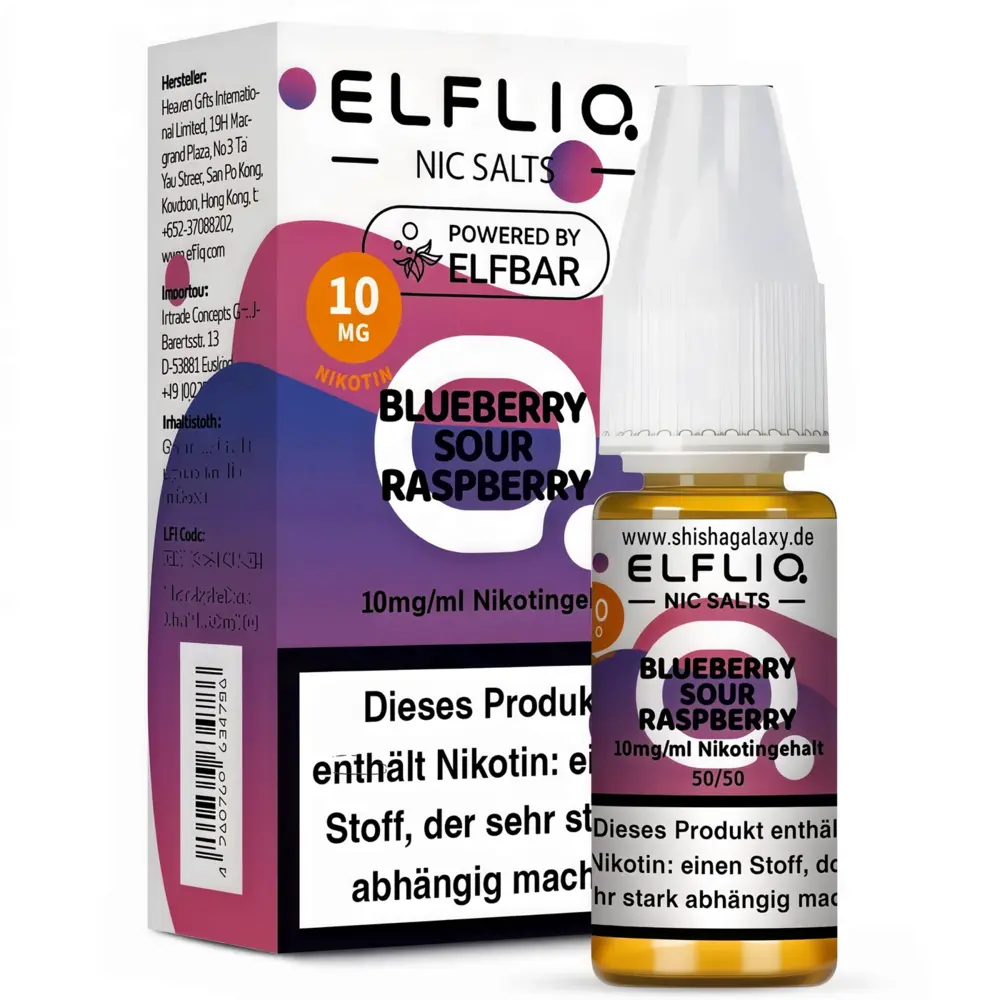 Elfliq Elfbar Elfliq - Blueberry Sour Raspberry - Nikotinsalz Liquid - Nikotin 10 mg/ml - 10er Pack (100 ml)