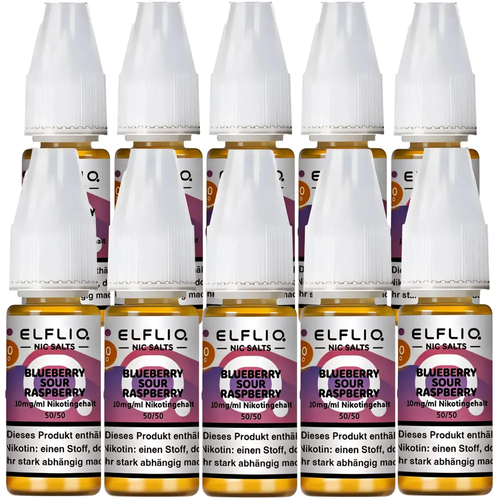 Elfliq Elfbar Elfliq - Blueberry Sour Raspberry - Nikotinsalz Liquid - Nikotin 10 mg/ml - 10er Pack (100 ml)