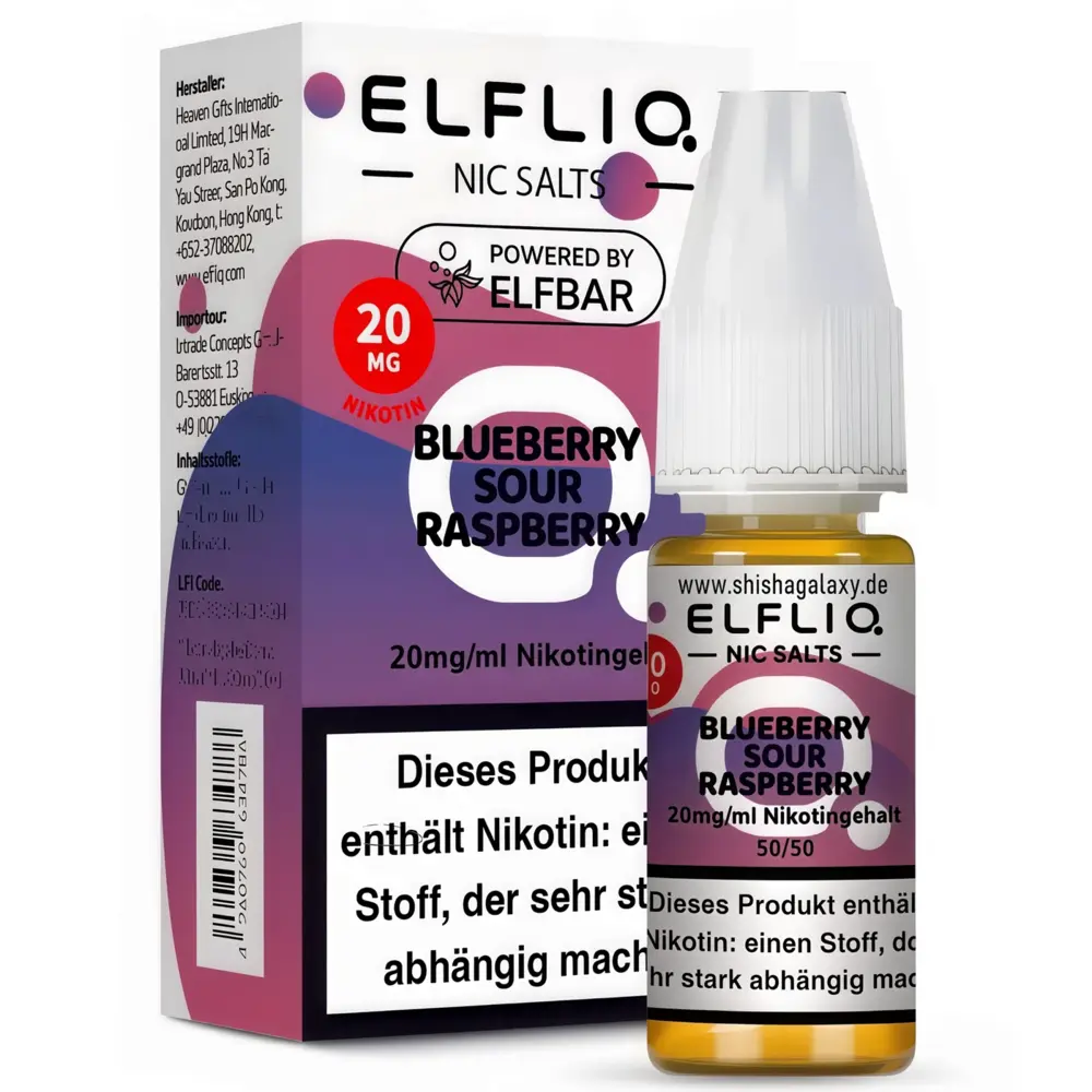 Elfliq ELFLIQ / Elfbar - Blueberry Sour Raspberry - E-Liquid - Nikotin 20 mg/ml - 10er Pack Elfliq ELFLIQ / Elfbar - Blueberry Sour Raspberry - E-Liquid - Nikotin 20 mg/ml - 10er Pack